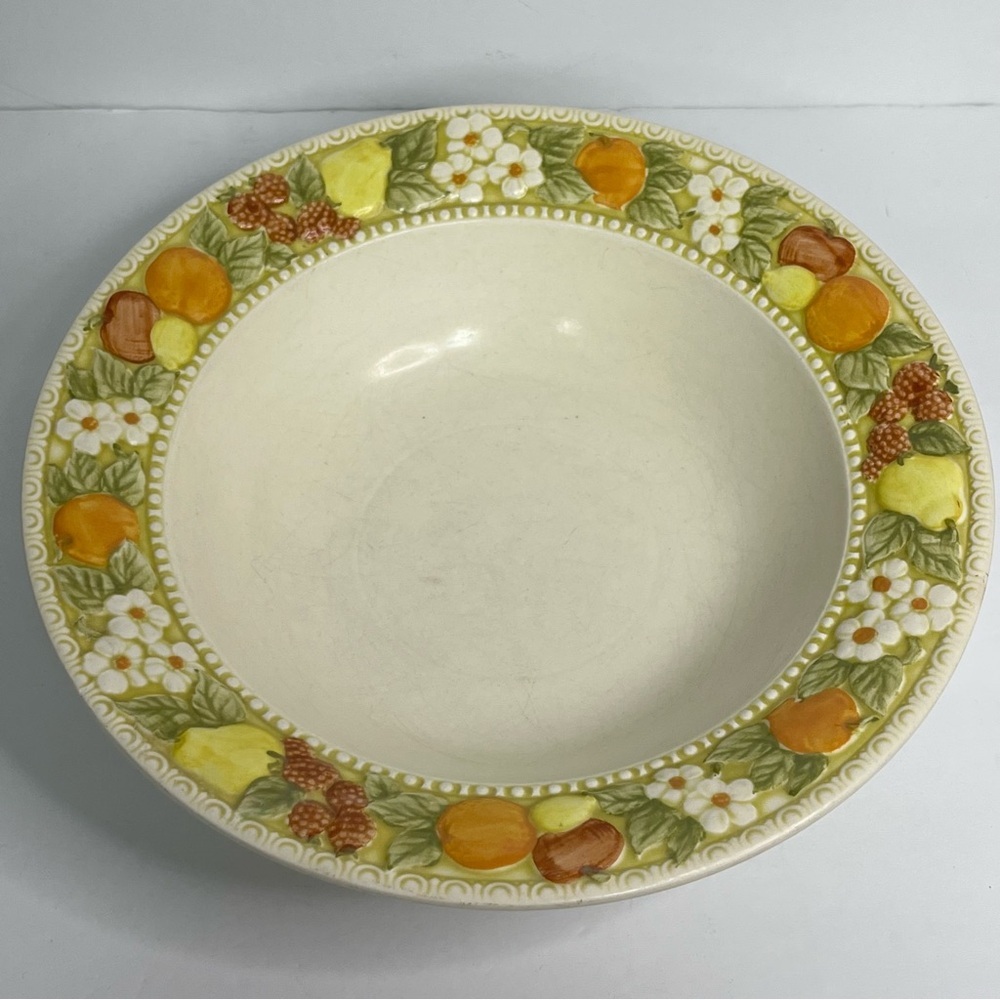 Metlox Vernon Ware Anytime Fruit Floral Embossed Serving Bowl 10.5" California